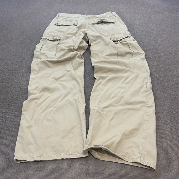 Nautica Pants - Nautica Women's VTG Y2K Khaki Cargo Pants Size 12 Wide Leg Fits 33x32 Distressed